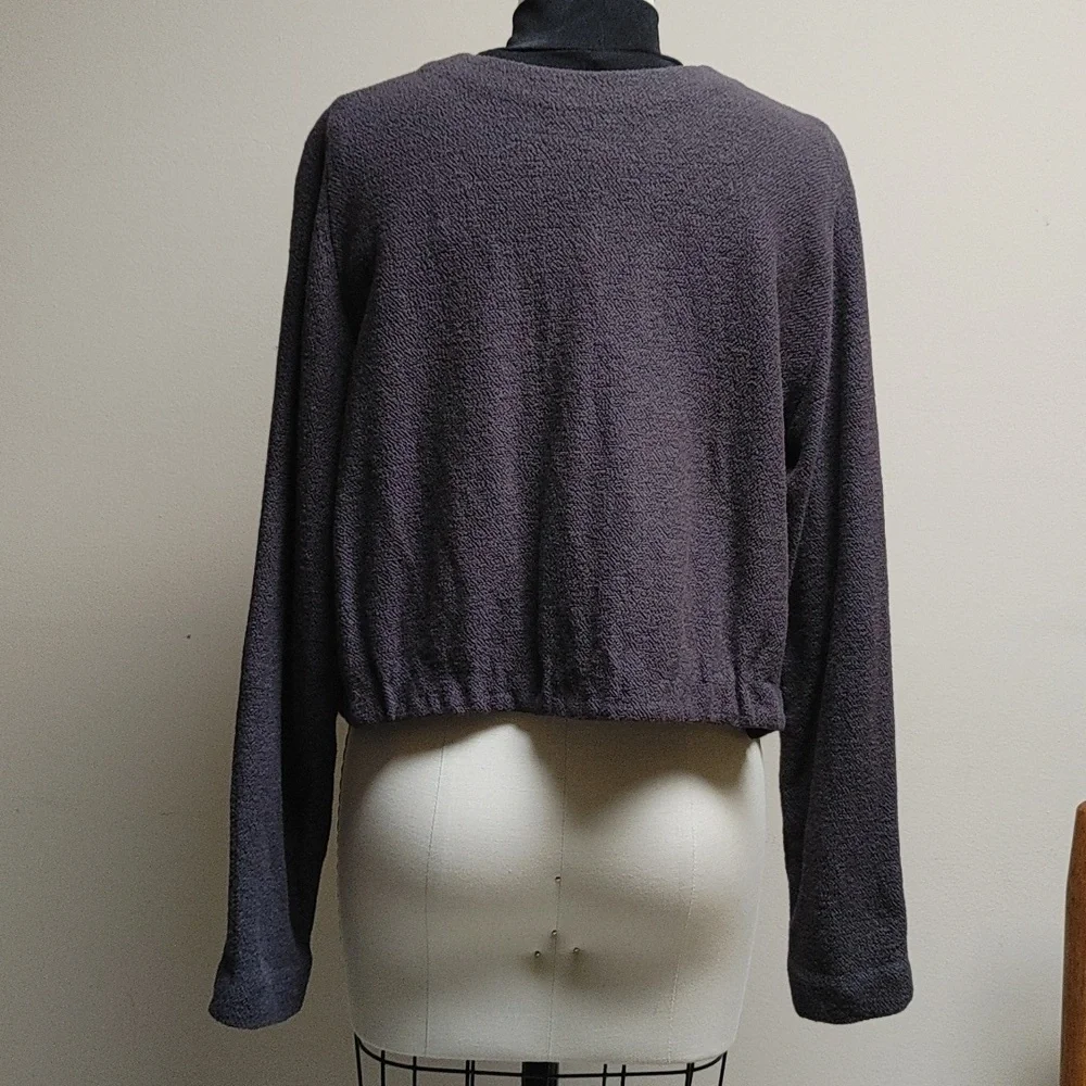 Vintage Linda Allard Ellen Tracy Wool Crop Sweater in Eggplant XL